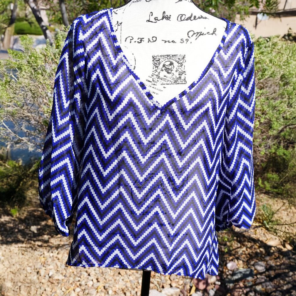 Liberty Love Sheer Chevron Blouse